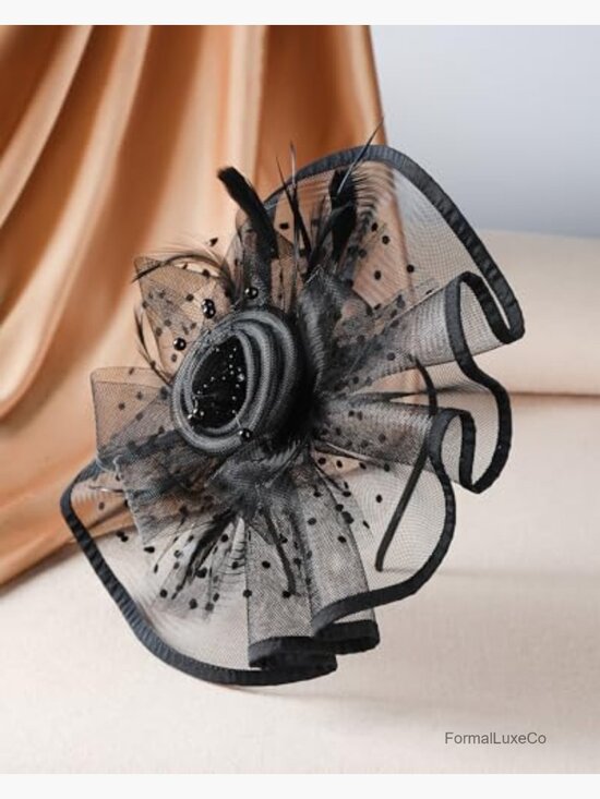 Elegant Feather Mesh Derby Fascinator Hat with Detachable Headband for Parties main image 6